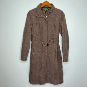 United Colors of Benetton Wool Herringbone Trenchcoat Coat Size 40